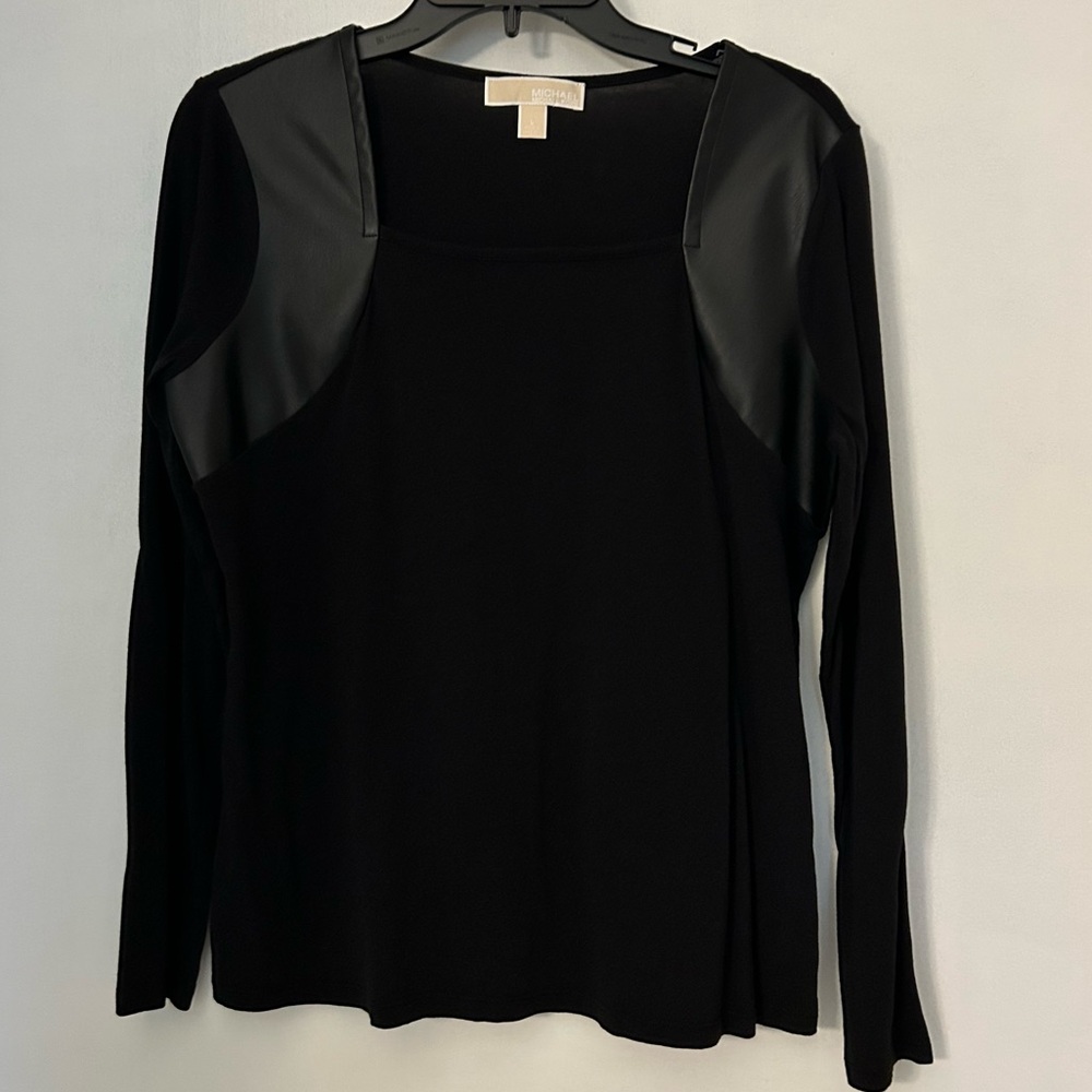 MICHAEL Michael Kors Women’s Large faux leather square neck top